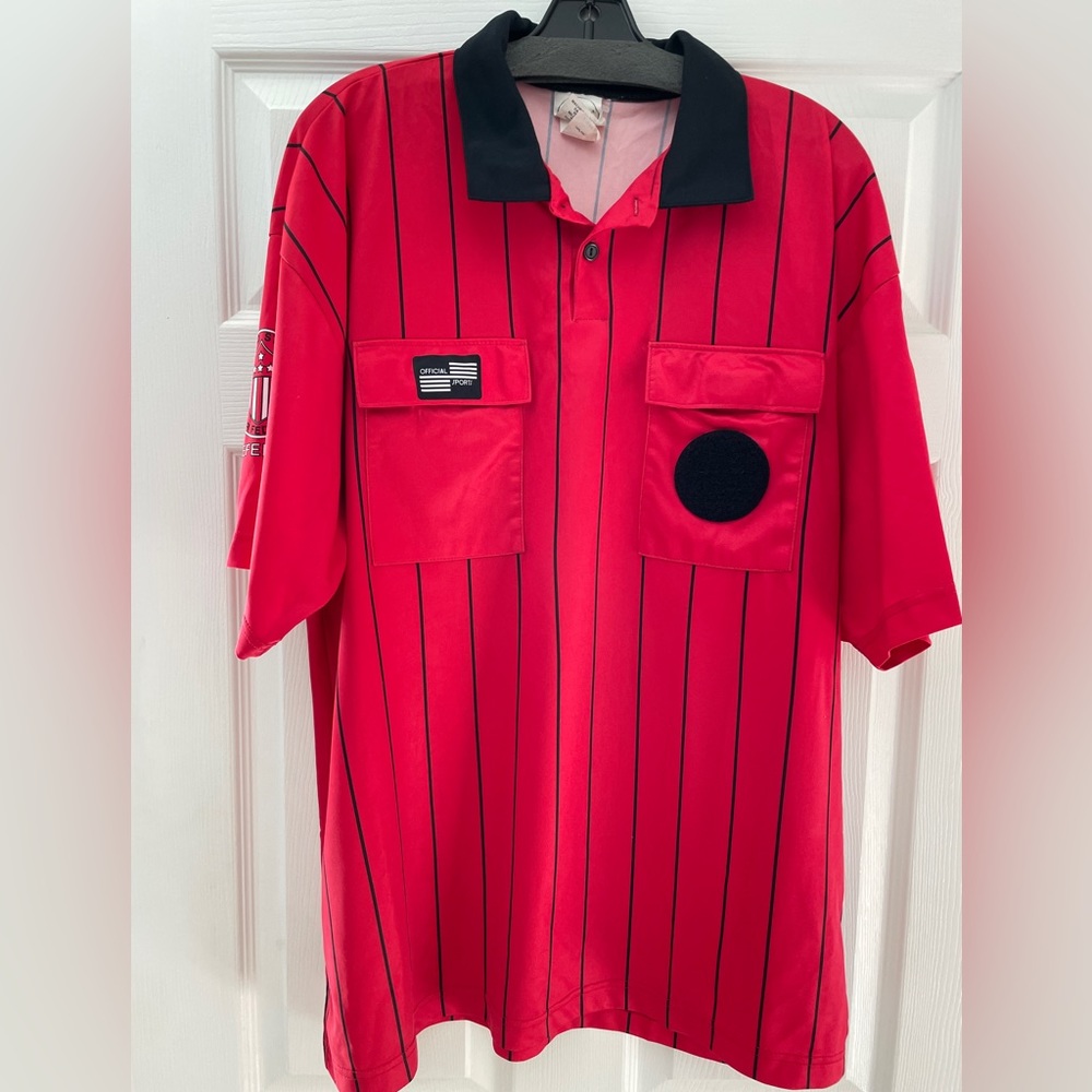 Official Sports Red & Black soccer Referee shirt